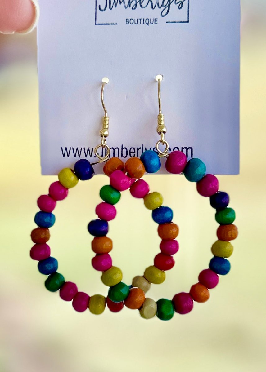 Multicolor Wood Bead Earrings - Earrings - Jimberly's Boutique - Olive Branch - Mississippi