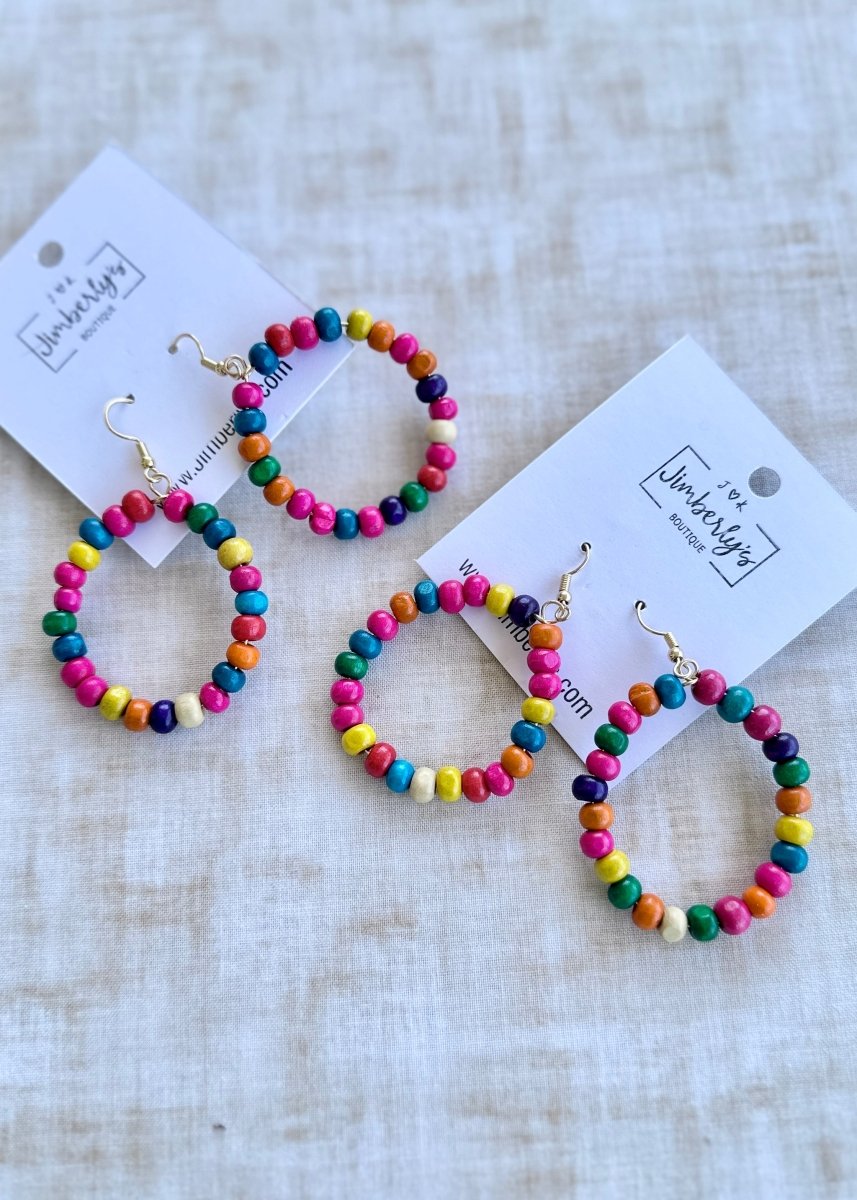 Multicolor Wood Bead Earrings - Earrings - Jimberly's Boutique - Olive Branch - Mississippi