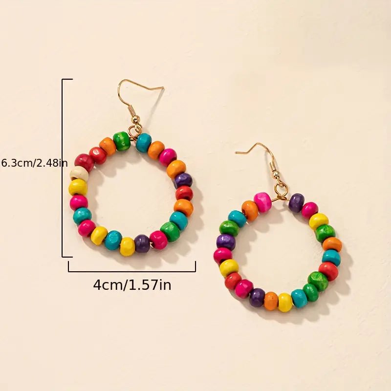 Multicolor Wood Bead Earrings - Earrings - Jimberly's Boutique - Olive Branch - Mississippi