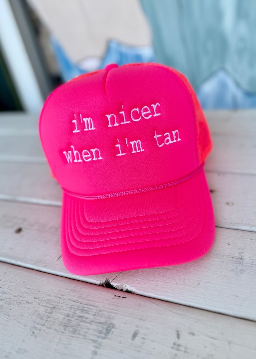 Nicer When I'm Tan Trucker Cap/Hat - Neon Pink - Trucker Cap - Jimberly's Boutique - Olive Branch - Mississippi