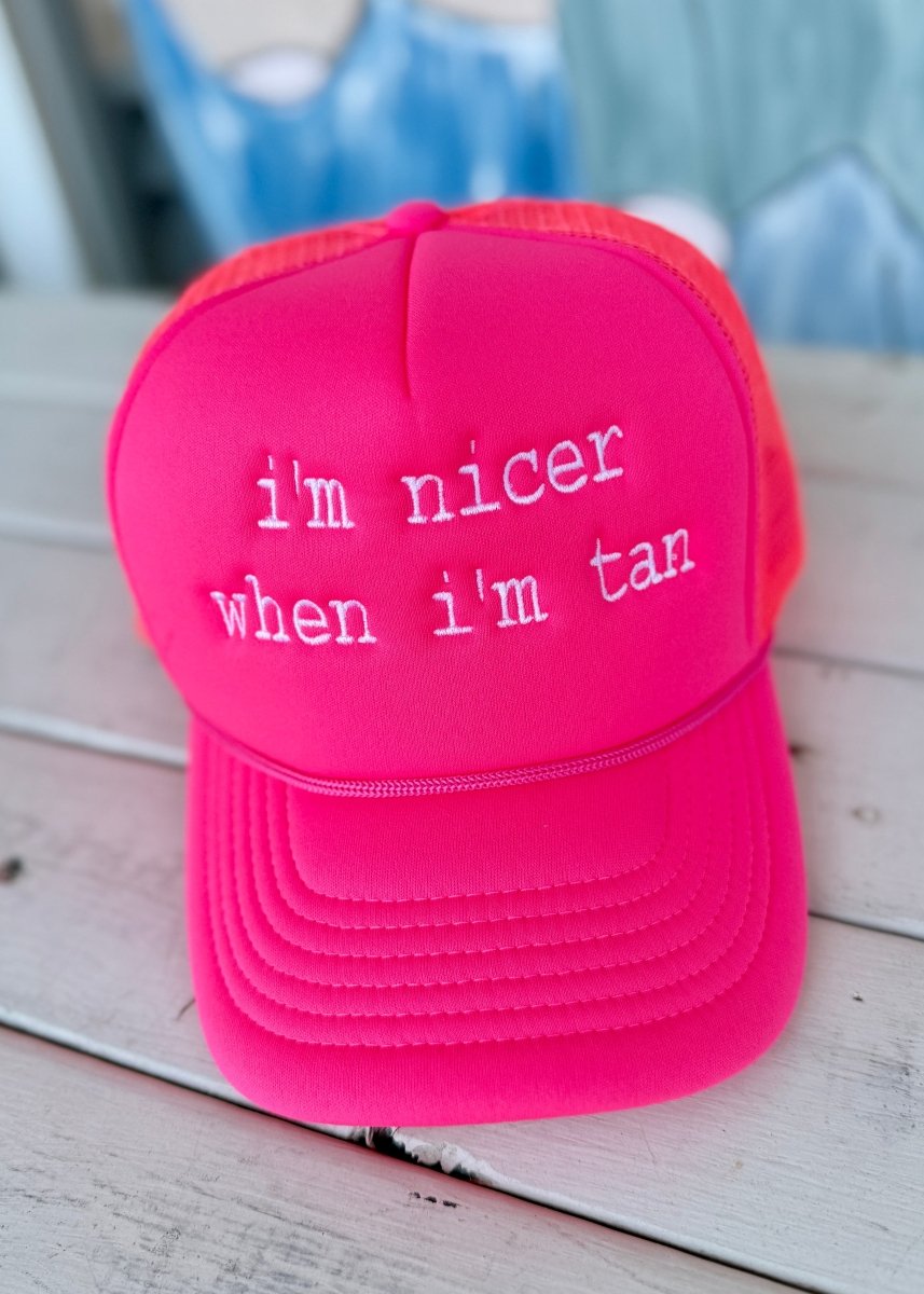 Nicer When I'm Tan Trucker Cap/Hat - Neon Pink - Trucker Cap - Jimberly's Boutique - Olive Branch - Mississippi