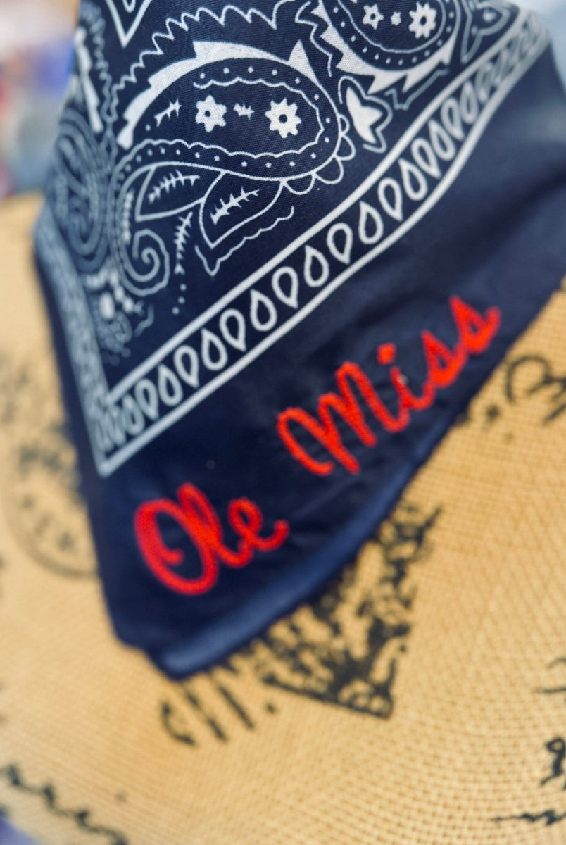 Ole Miss Embroidered Bandana - Navy - accessories - Jimberly's Boutique - Olive Branch - Mississippi