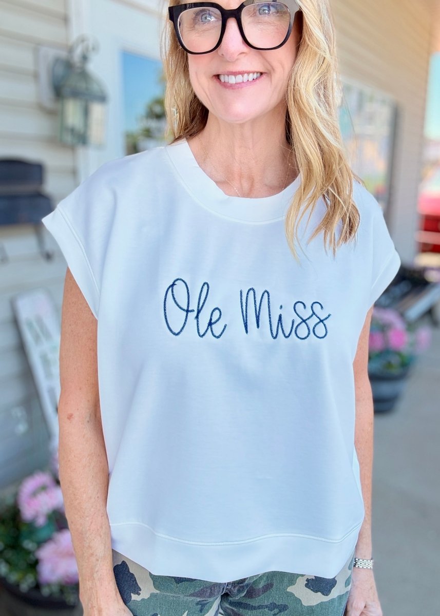 Ole Miss Embroidered Scuba Top/Vest - Jimberly's Boutique-Olive Branch-Mississippi