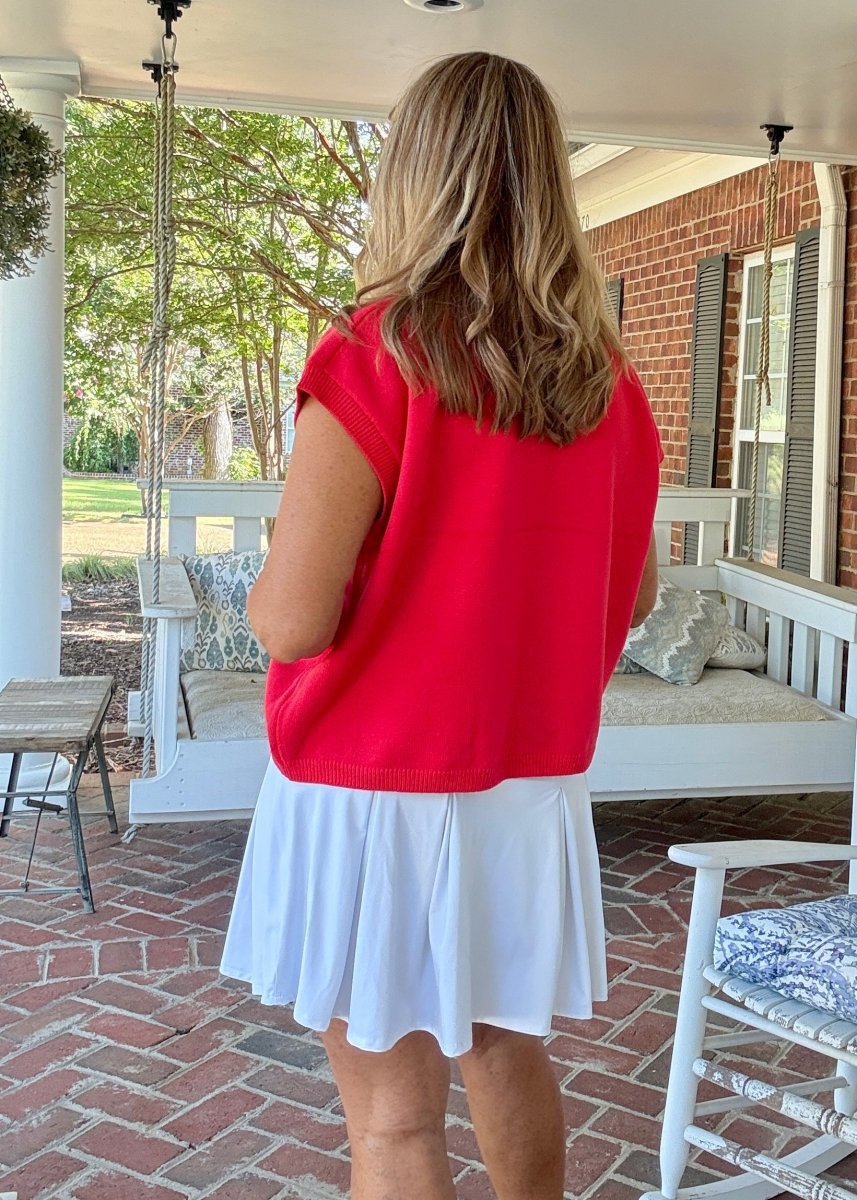 Ole Miss Embroidered Sweater Vest - Red w/Powder Blue - gameday - Jimberly's Boutique - Olive Branch - Mississippi