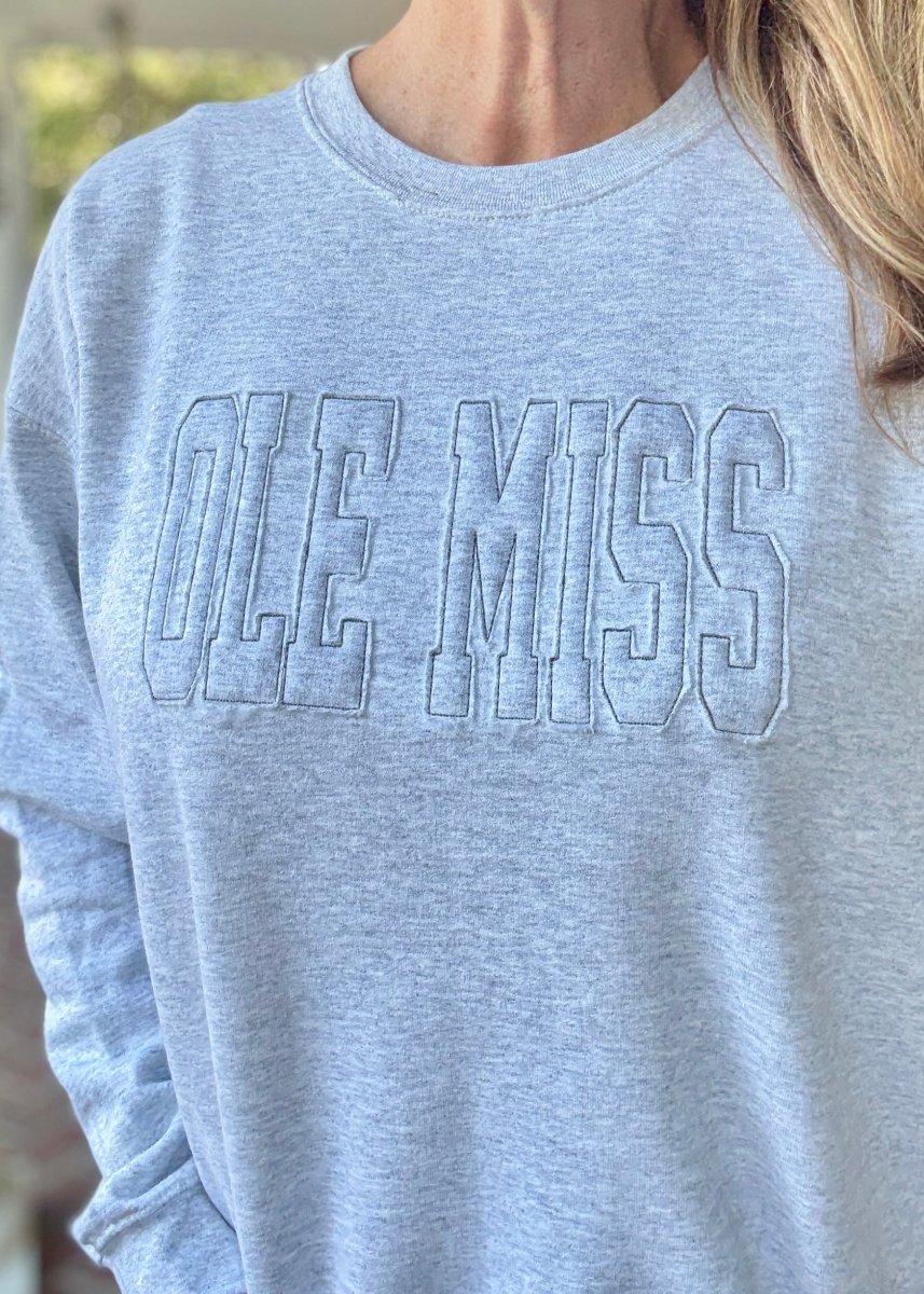 Ole Miss Tone on Tone Applique Sweatshirt - Jimberly's Boutique - Olive Branch - Mississippi