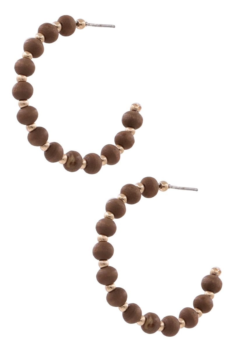 Open Hoop Wood Bead Earrings - earrings -Jimberly's Boutique-Olive Branch-Mississippi