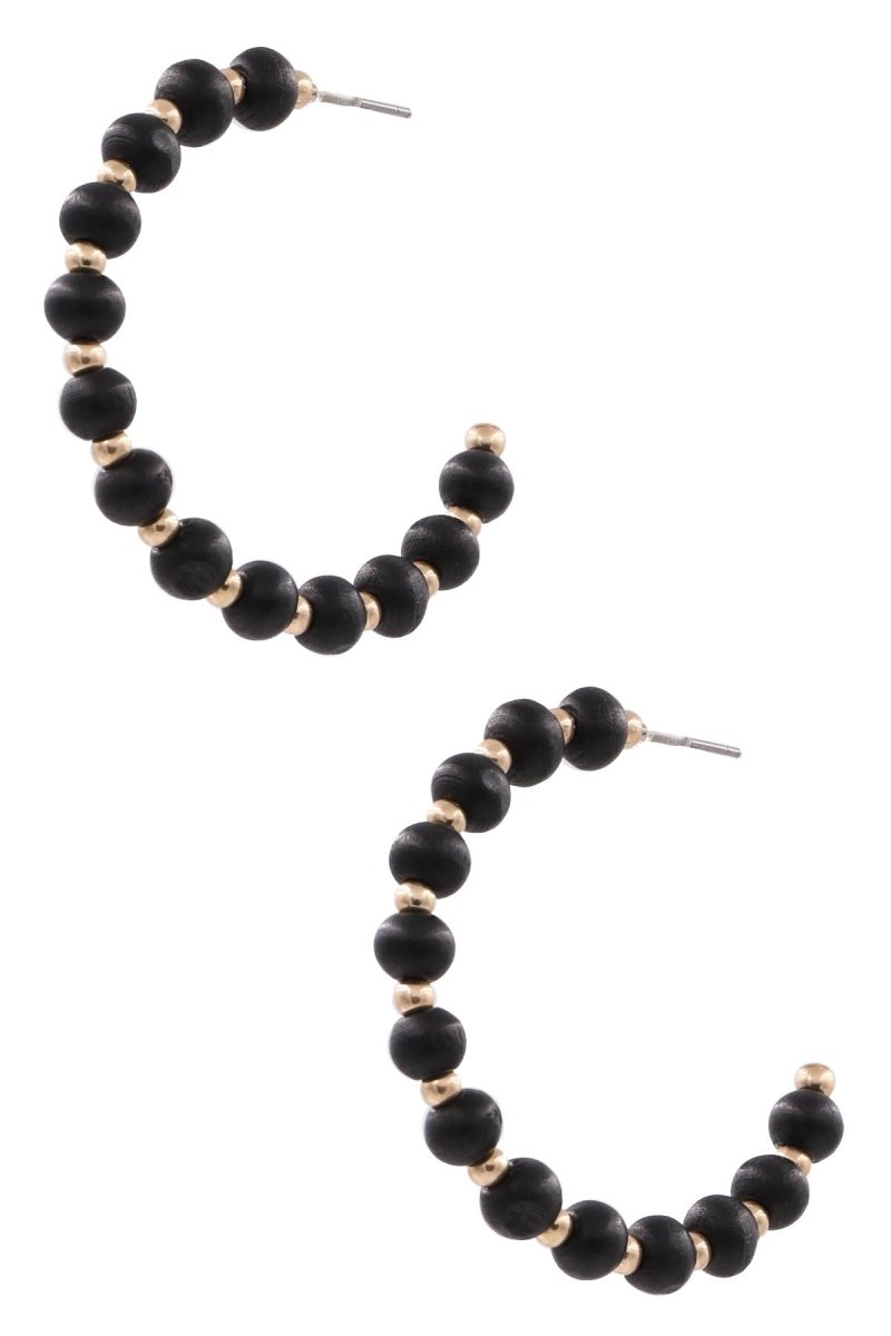 Open Hoop Wood Bead Earrings - earrings -Jimberly's Boutique-Olive Branch-Mississippi
