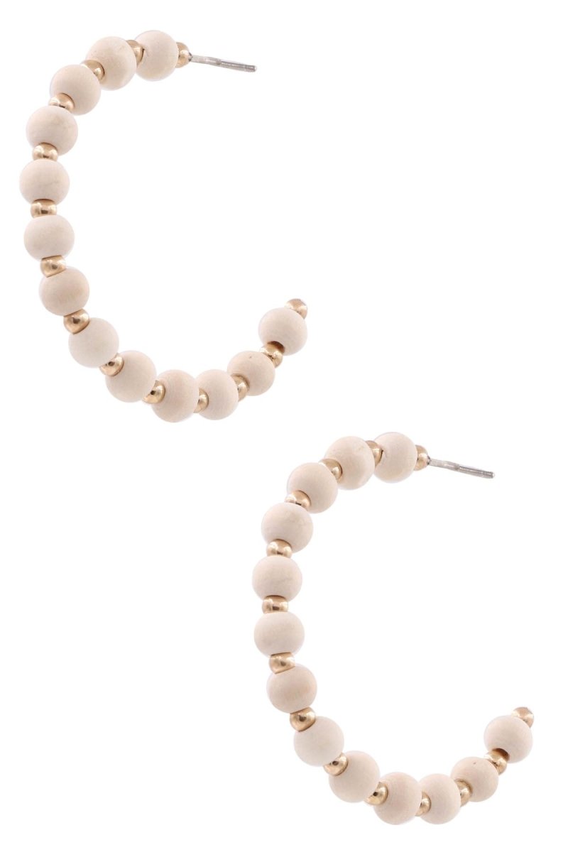 Open Hoop Wood Bead Earrings - earrings -Jimberly's Boutique-Olive Branch-Mississippi