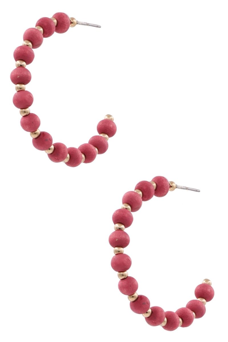 Open Hoop Wood Bead Earrings - earrings -Jimberly's Boutique-Olive Branch-Mississippi