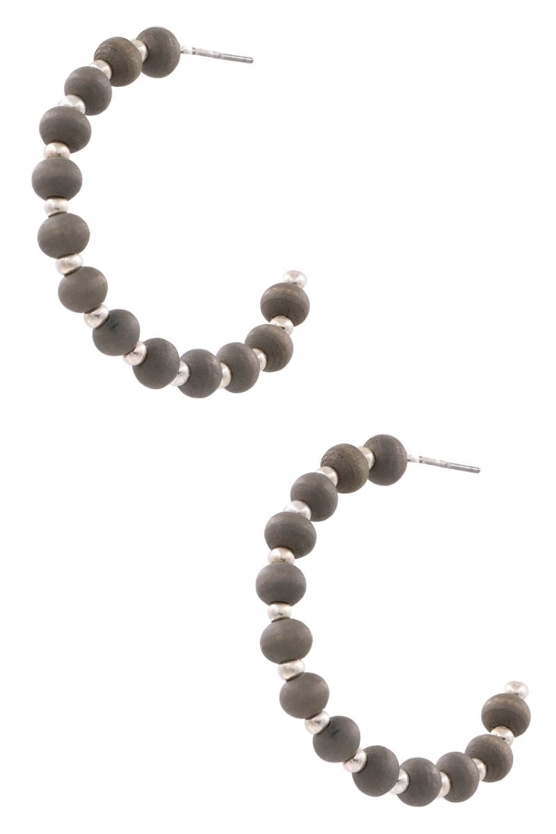 Open Hoop Wood Bead Earrings - earrings -Jimberly's Boutique-Olive Branch-Mississippi