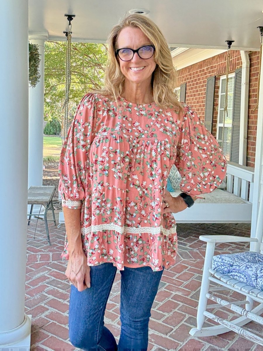 Peachy Floral Tunic Top | Easel - Jimberly's Boutique - Olive Branch - Mississippi