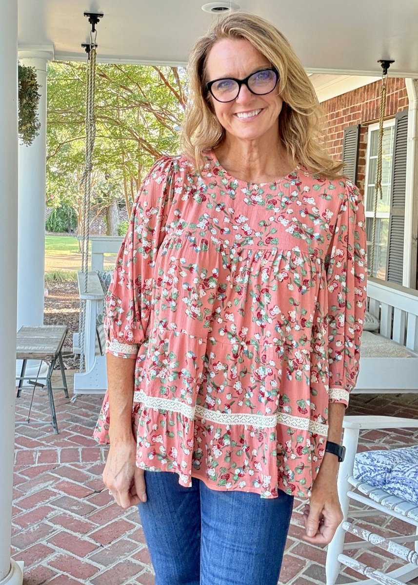 Peachy Floral Tunic Top | Easel - Jimberly's Boutique - Olive Branch - Mississippi