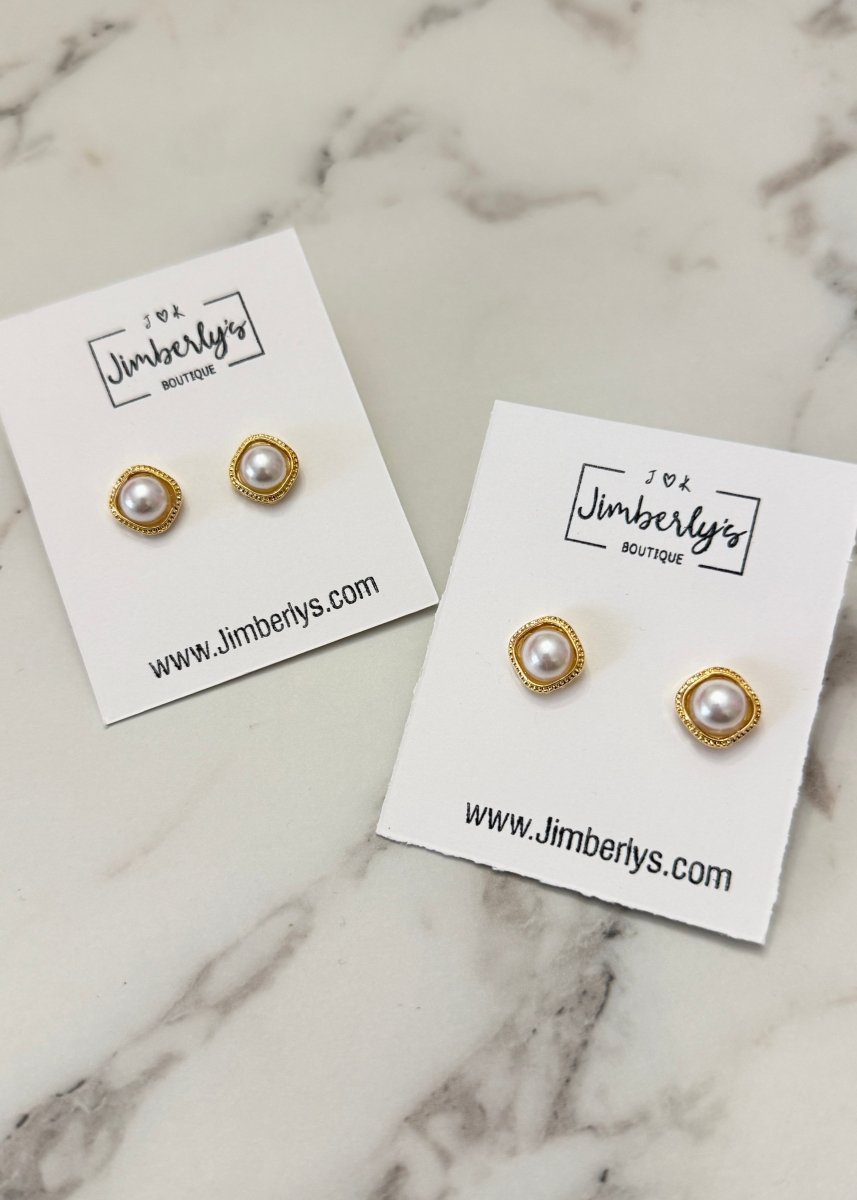 Pearl & Gold Earrings - Jimberly's Boutique - Olive Branch - Mississippi