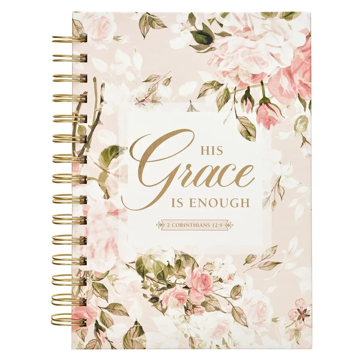 Pink Floral His Grace 2 Cor. 12:9 Wirebound Journal - journal - Jimberly's Boutique - Olive Branch - Mississippi