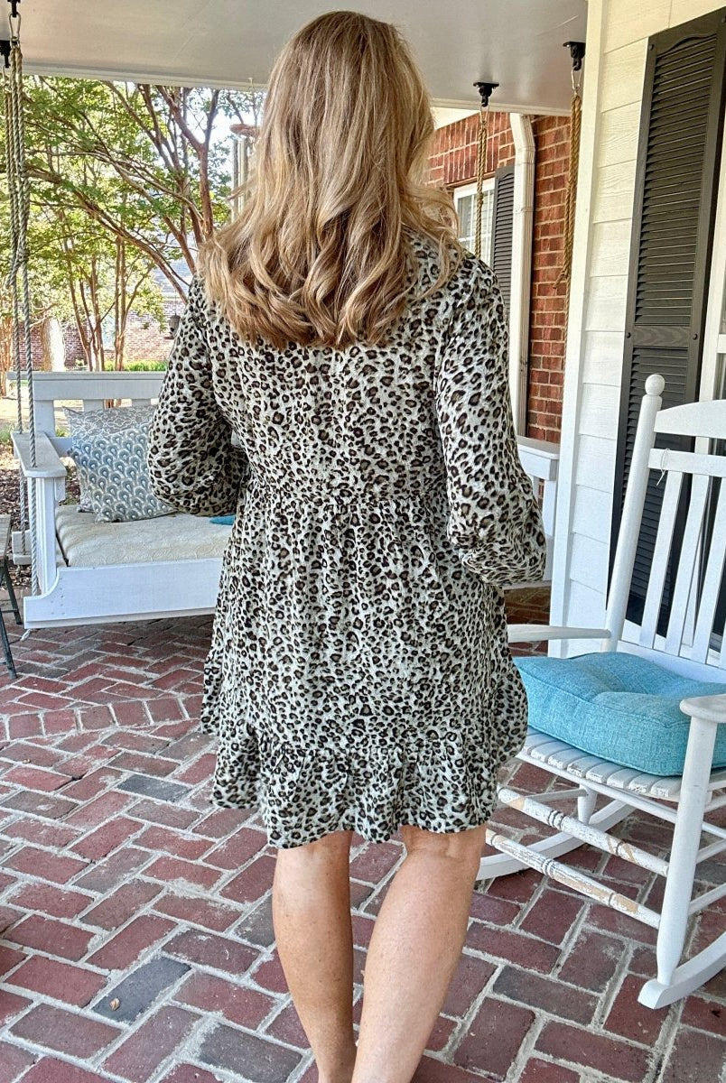 Plus Animal Print Dress - Olive Combo - dress - Jimberly's Boutique - Olive Branch - Mississippi