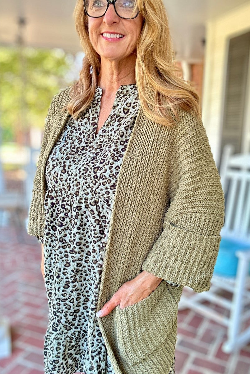 Plus Animal Print Dress - Olive Combo - dress - Jimberly's Boutique - Olive Branch - Mississippi