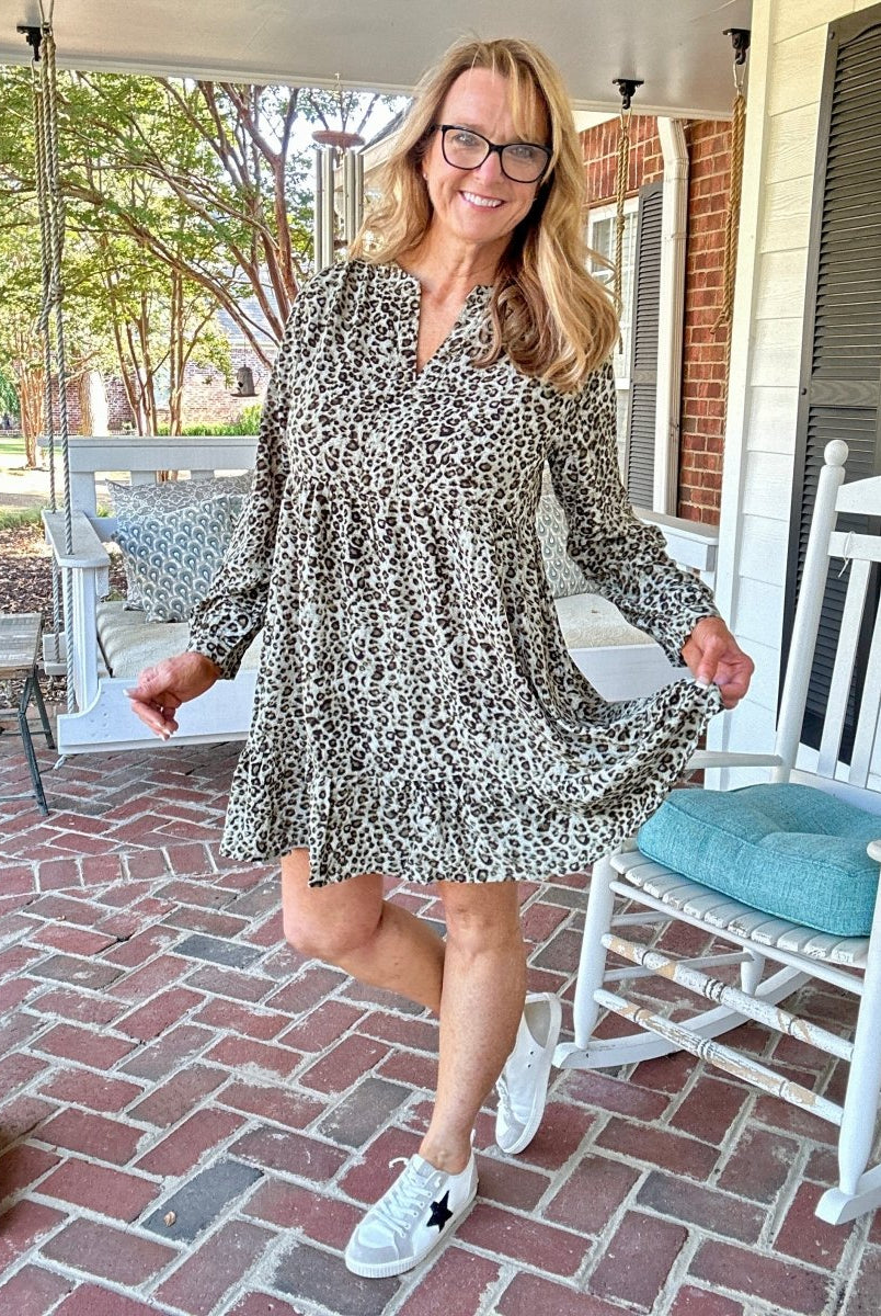 Plus Animal Print Dress - Olive Combo - dress - Jimberly's Boutique - Olive Branch - Mississippi