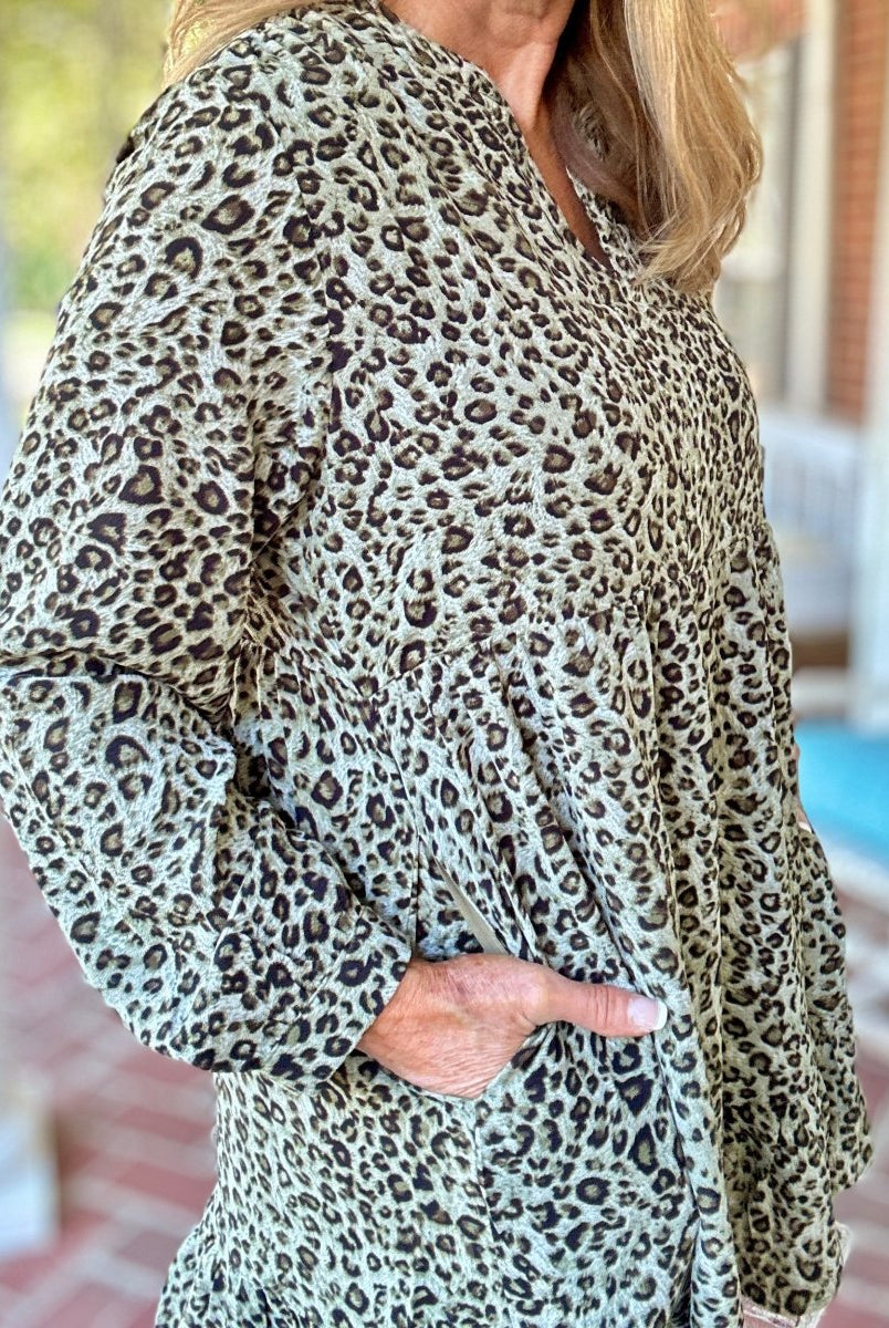 Plus Animal Print Dress - Olive Combo - dress - Jimberly's Boutique - Olive Branch - Mississippi