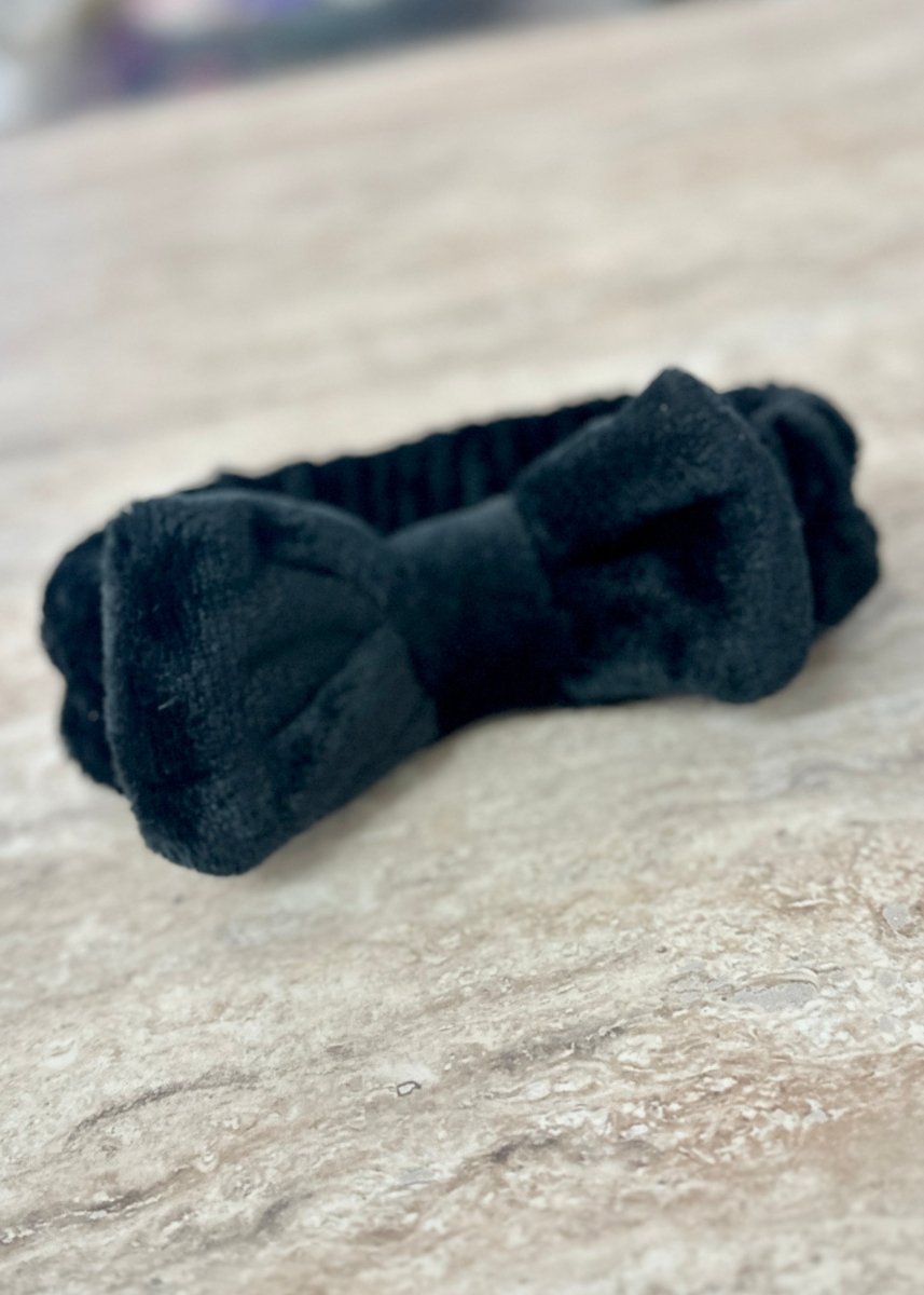 Plush Bowknot Spa Headband - Black - Jimberly's Boutique - Olive Branch - Mississippi