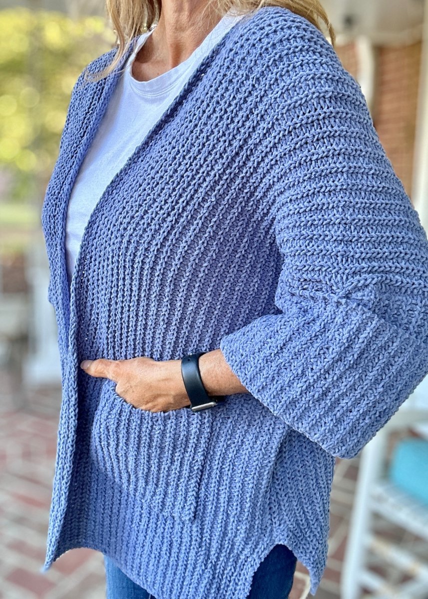 POL Oversized Chunky Cardigan Sweater - Lapis Blue - Cardigan - Jimberly's Boutique - Olive Branch - Mississippi