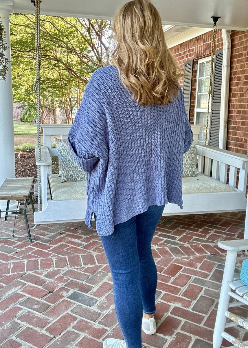 POL Oversized Chunky Cardigan Sweater - Lapis Blue - Cardigan - Jimberly's Boutique - Olive Branch - Mississippi
