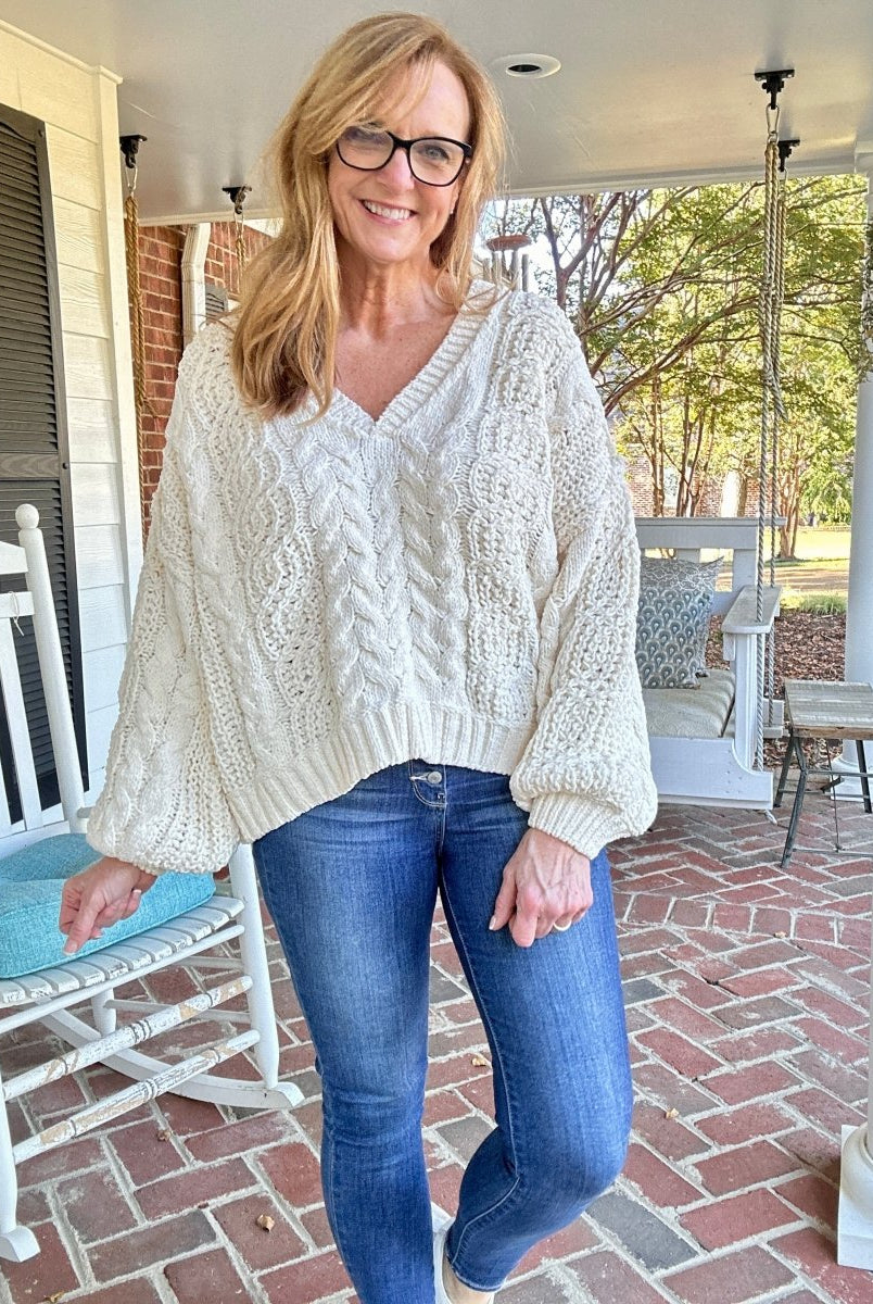 POL V Neck Sweater - Cream - sweater - Jimberly's Boutique - Olive Branch - Mississippi