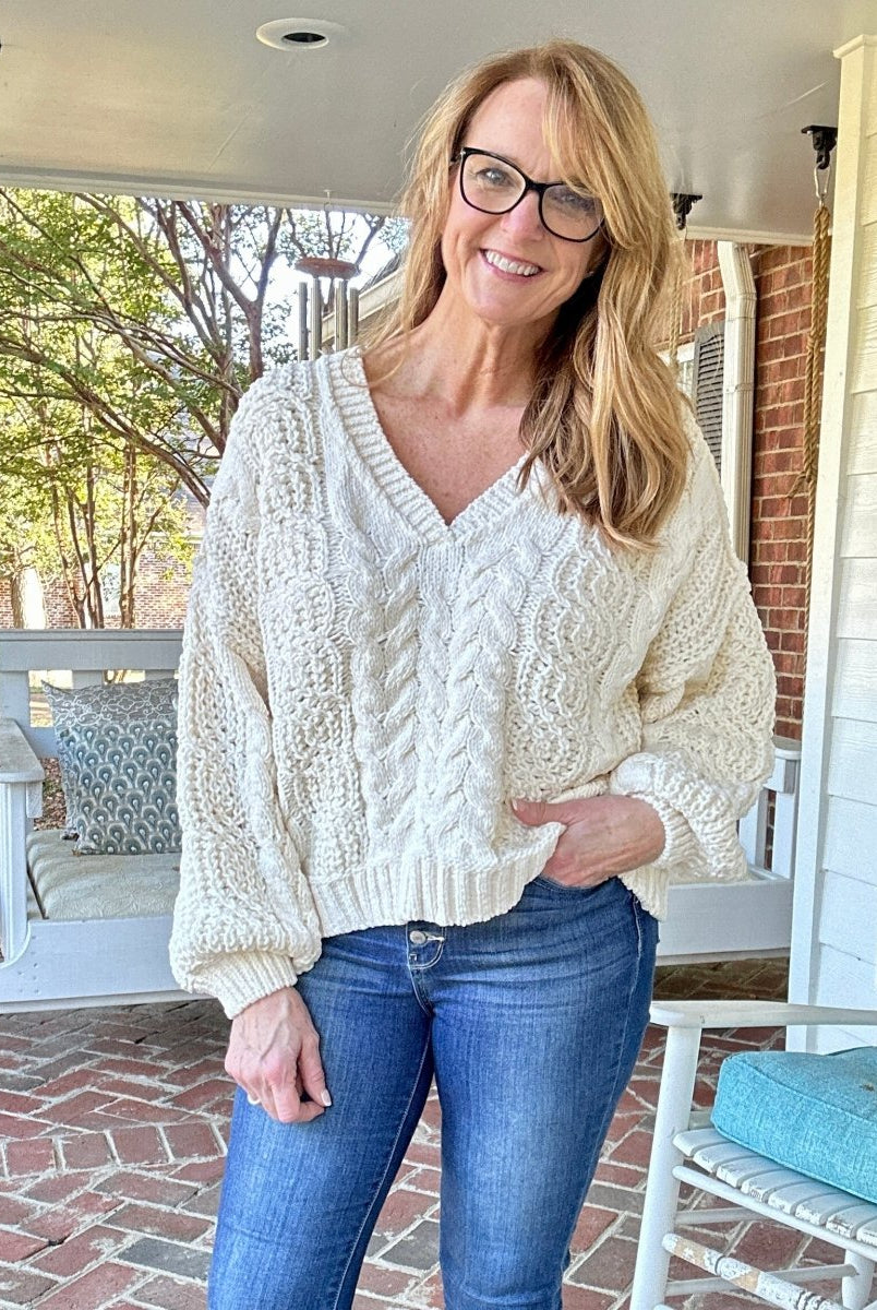 POL V Neck Sweater - Cream - sweater - Jimberly's Boutique - Olive Branch - Mississippi