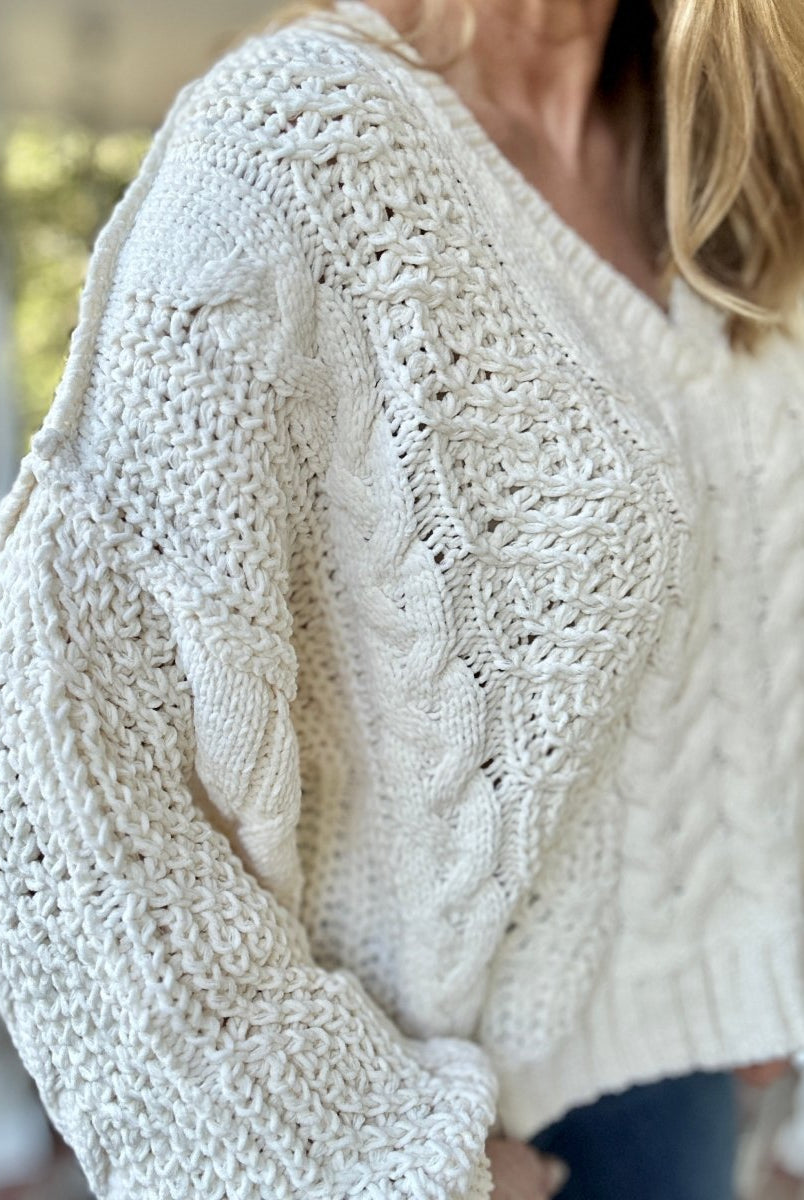POL V Neck Sweater - Cream - sweater - Jimberly's Boutique - Olive Branch - Mississippi