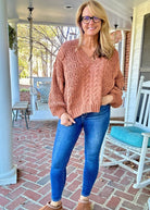 POL V Neck Sweater - Rustic Brown - sweater - Jimberly's Boutique - Olive Branch - Mississippi