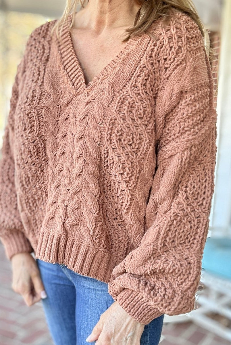 POL V Neck Sweater - Rustic Brown - sweater - Jimberly's Boutique - Olive Branch - Mississippi