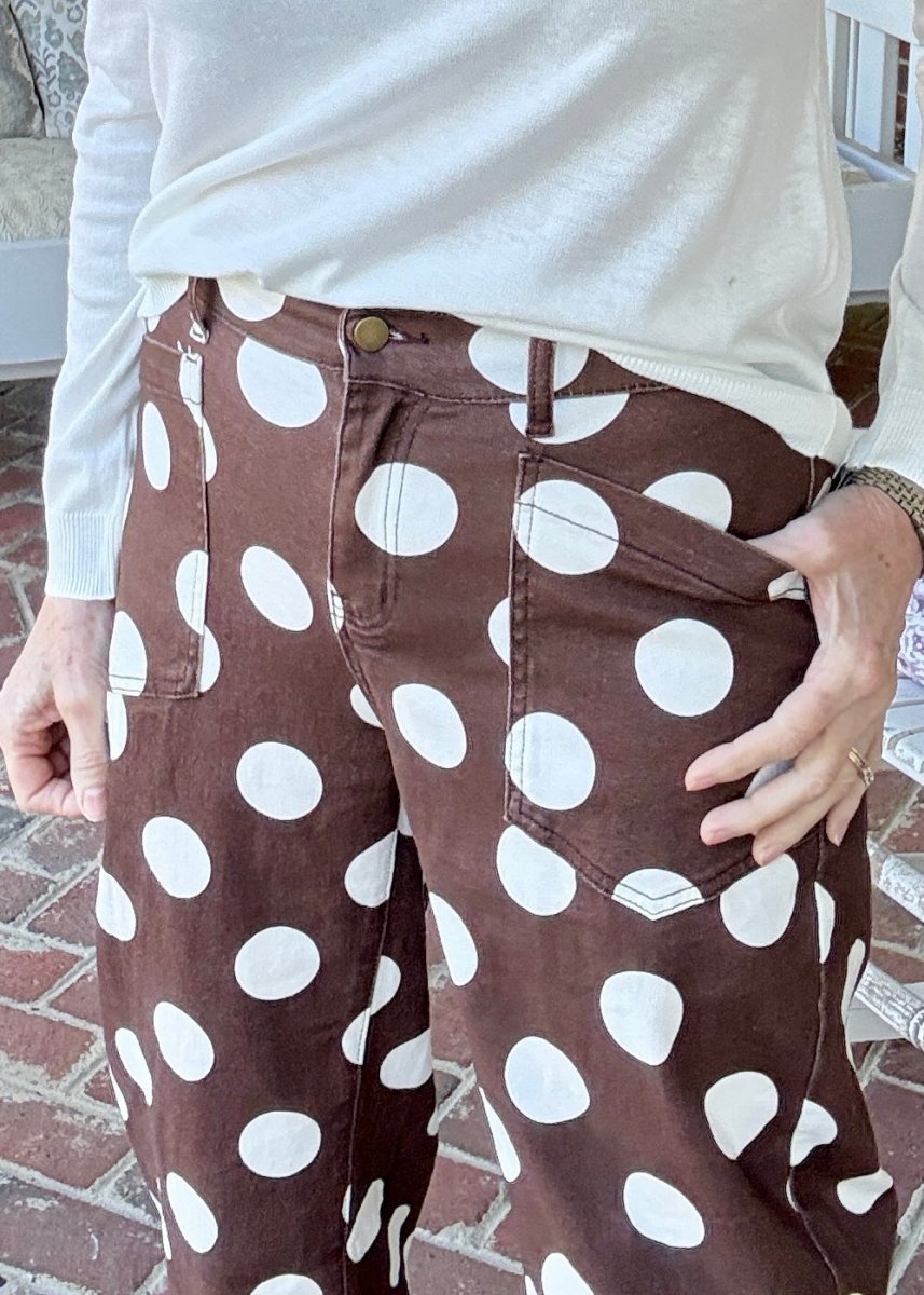 Polka Dot Ankle Jeans - Brown - Jimberly's Boutique-Olive Branch-Mississippi