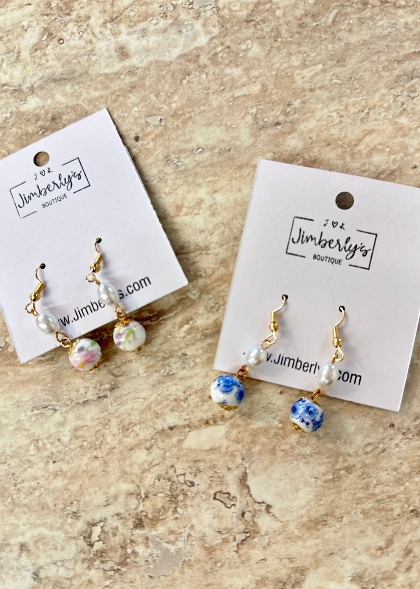 Porcelain Ceramic Drop Earrings - Jimberly's Boutique - Olive Branch - Mississippi