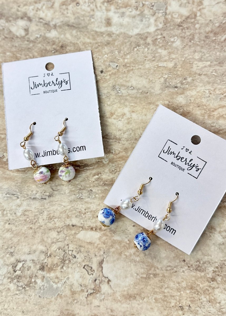 Porcelain Ceramic Drop Earrings - Jimberly's Boutique - Olive Branch - Mississippi