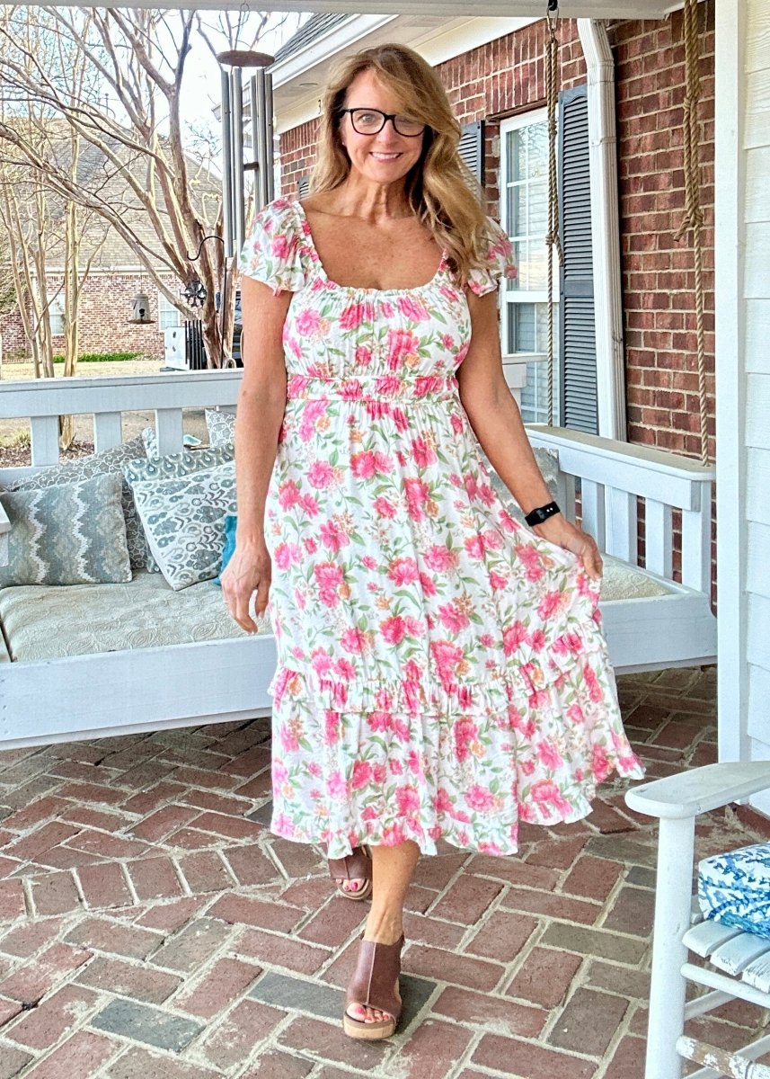 Pretty in Pink Floral Midi Dress - dress - Jimberly's Boutique - Olive Branch - Mississippi