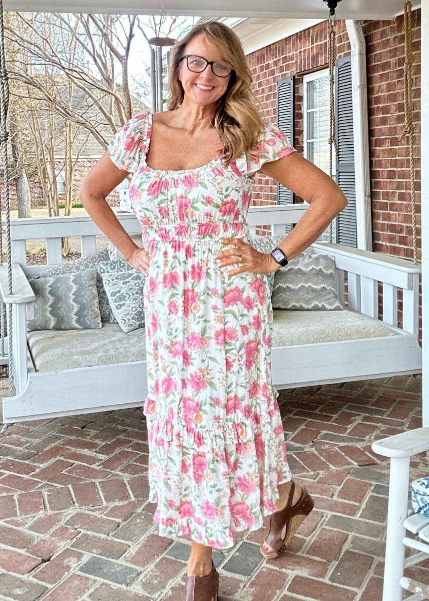 Pretty in Pink Floral Midi Dress - dress - Jimberly's Boutique - Olive Branch - Mississippi