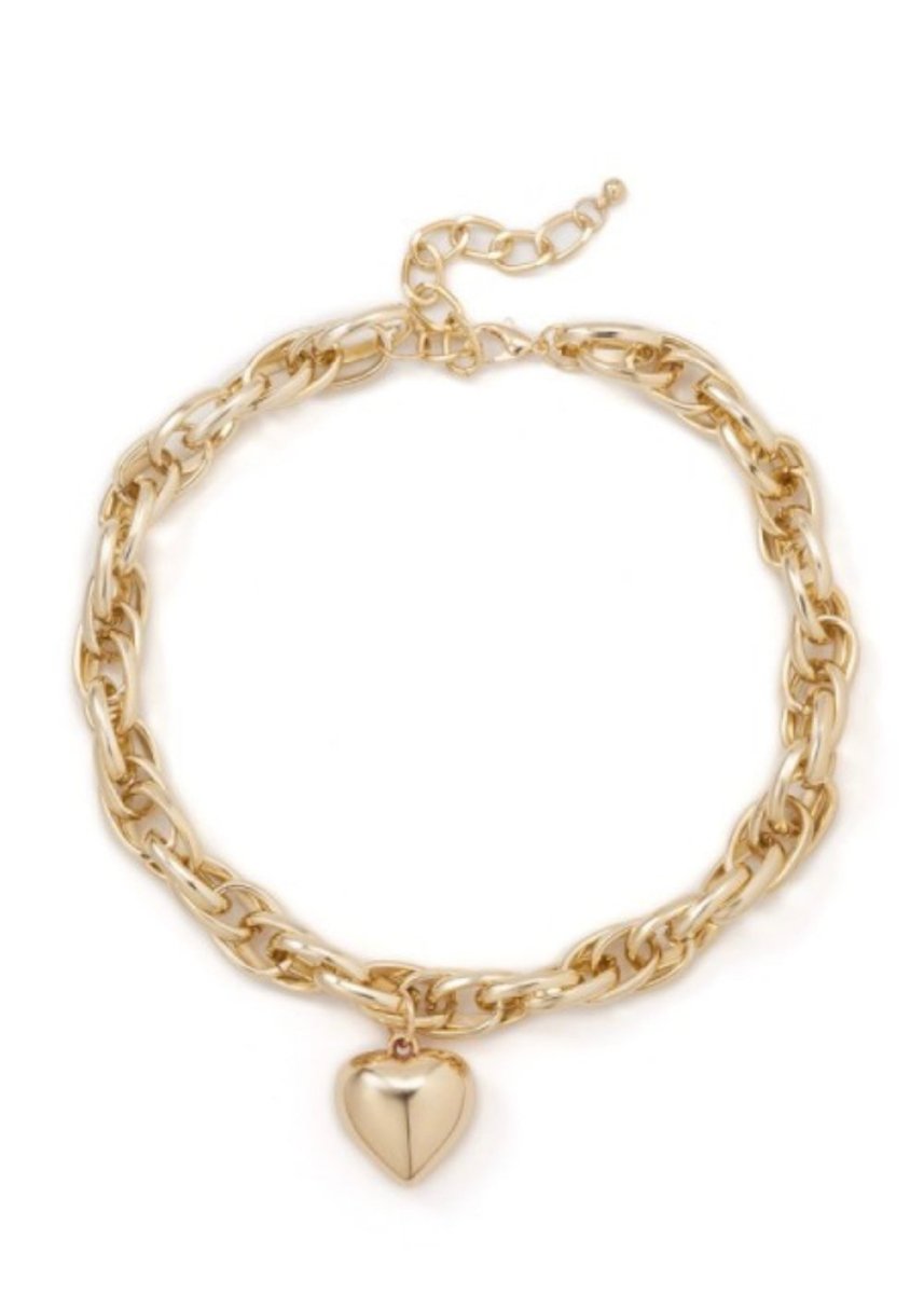 Puffy Heart Chunky Chain Statement Necklace - Necklace - Jimberly's Boutique - Olive Branch - Mississippi