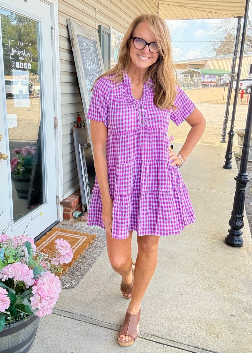 Purple Gingham Dress - Umgee Dress - Jimberly's Boutique - Olive Branch - Mississippi