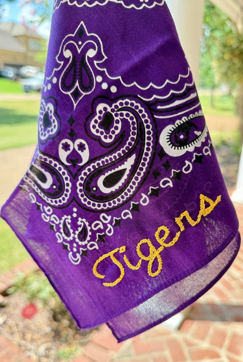 Purple Tigers Embroidered Bandana - accessories - Jimberly's Boutique - Olive Branch - Mississippi