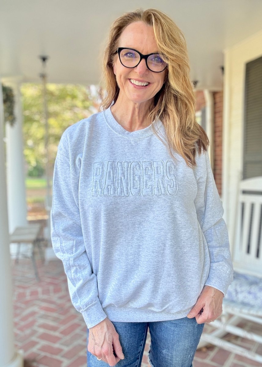 Rangers Tone on Tone Applique Sweatshirt - Jimberly's Boutique - Olive Branch - Mississippi