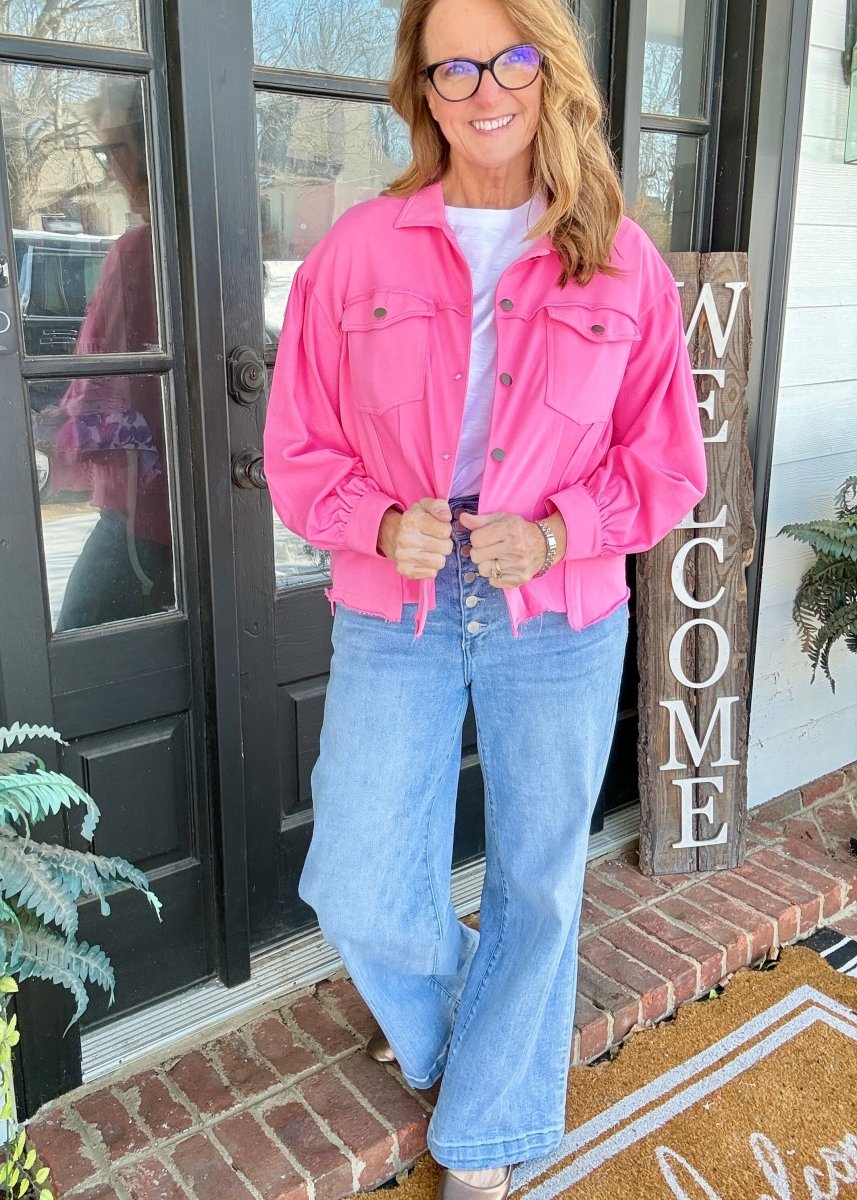 Raw Hem Jacket - Pink | Umgee - Jacket - Jimberly's Boutique - Olive Branch - Mississippi