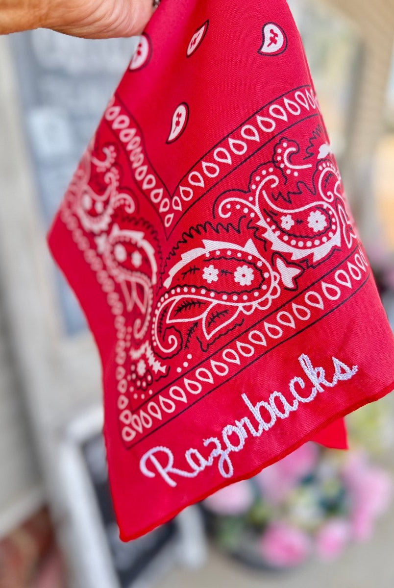Razorbacks Embroidered Bandana - accessories - Jimberly's Boutique - Olive Branch - Mississippi