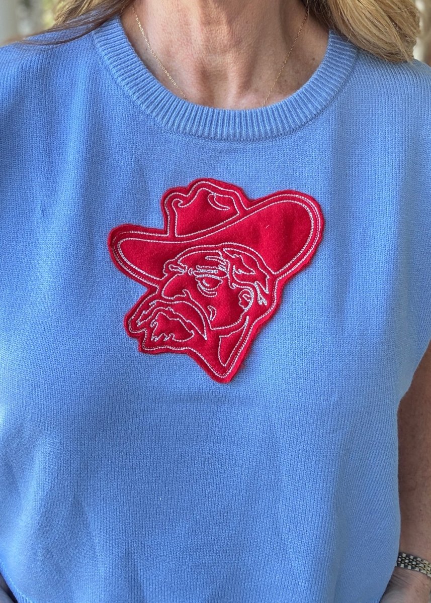 Rebel Applique Embroidered Sweater Vest - Powder Blue - gameday -Jimberly's Boutique-Olive Branch-Mississippi