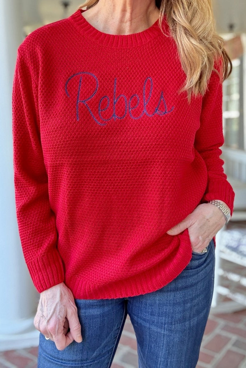 Rebels Embroidered Basic Sweater - sweater - Jimberly's Boutique - Olive Branch - Mississippi