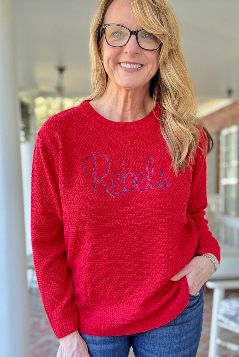 Rebels Embroidered Basic Sweater - sweater - Jimberly's Boutique - Olive Branch - Mississippi
