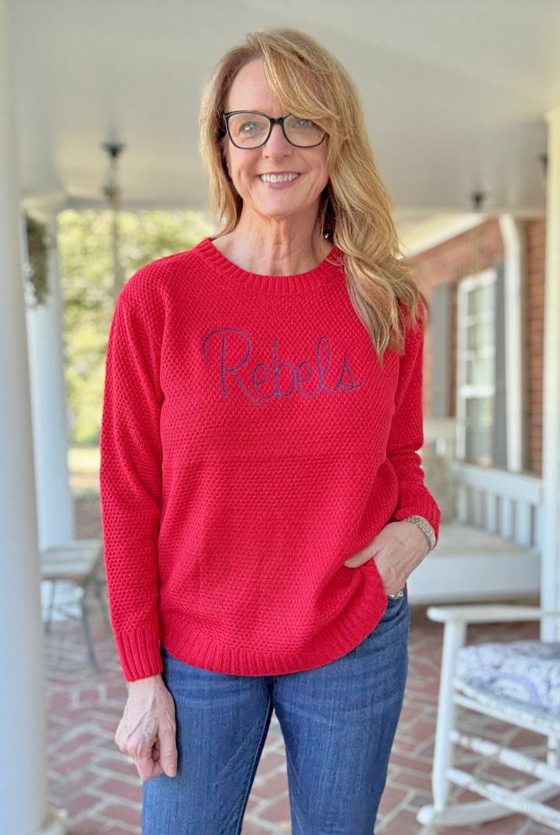 Rebels Embroidered Basic Sweater - sweater - Jimberly's Boutique - Olive Branch - Mississippi