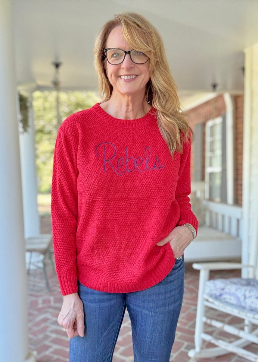 Rebels Embroidered Basic Sweater - sweater - Jimberly's Boutique - Olive Branch - Mississippi