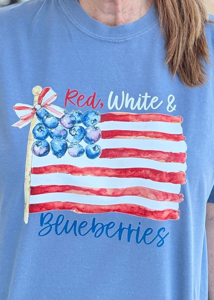 Red, White & Blueberries | Comfort Colors - Embroidered Comfort Colors - Jimberly's Boutique - Olive Branch - Mississippi