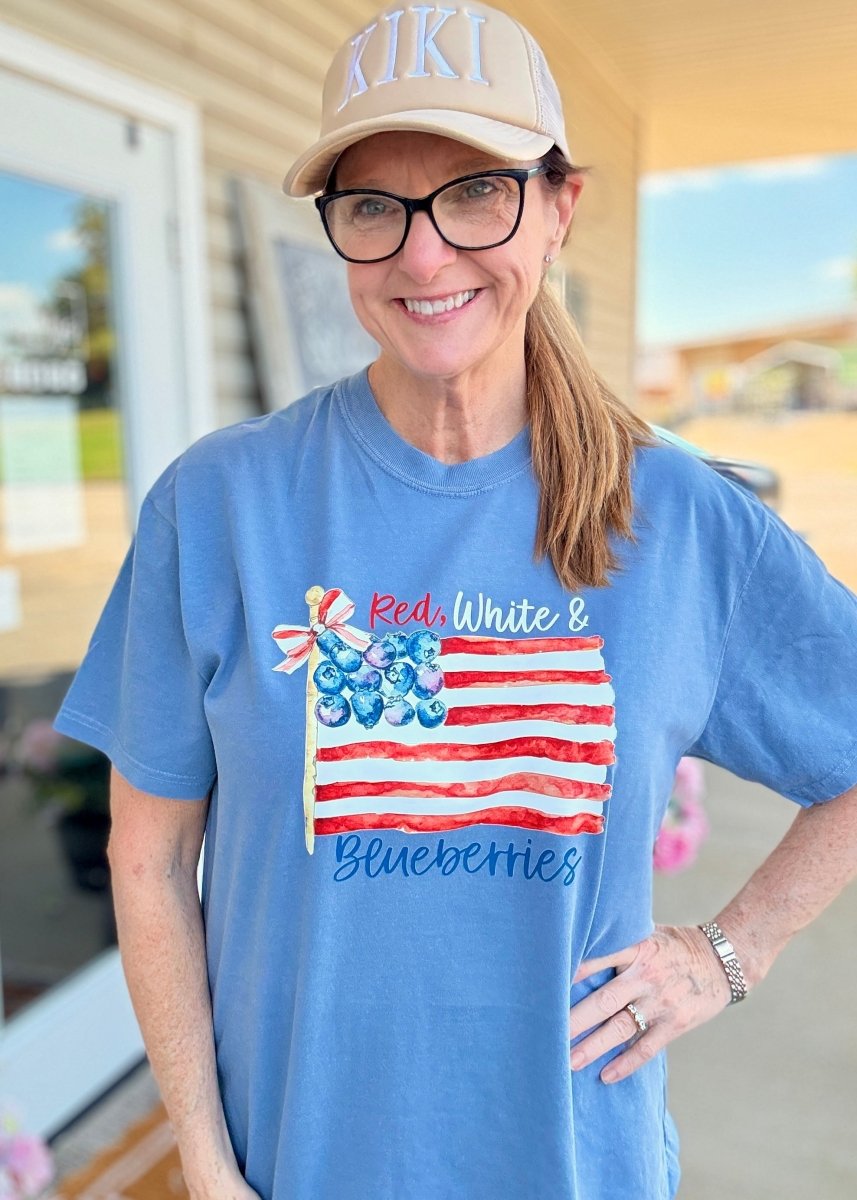 Red, White & Blueberries | Comfort Colors - Embroidered Comfort Colors - Jimberly's Boutique - Olive Branch - Mississippi