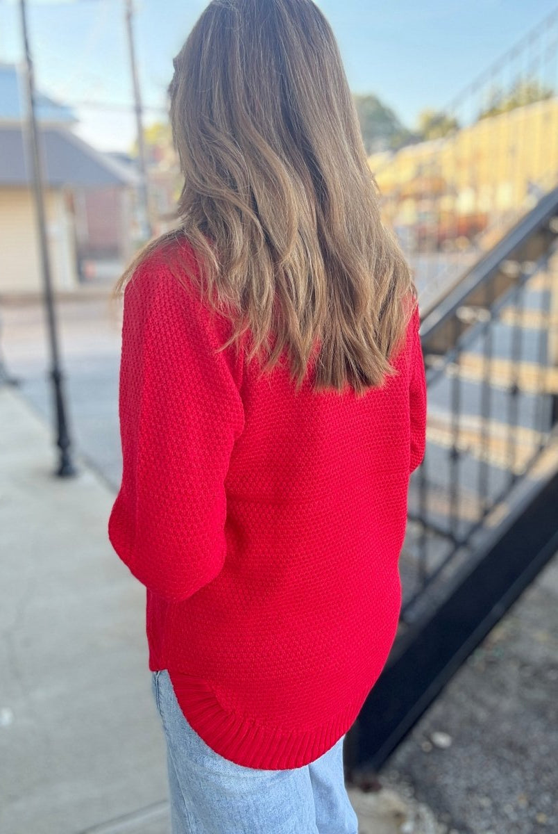 Round Neck Basic Sweater - Red - sweater - Jimberly's Boutique - Olive Branch - Mississippi