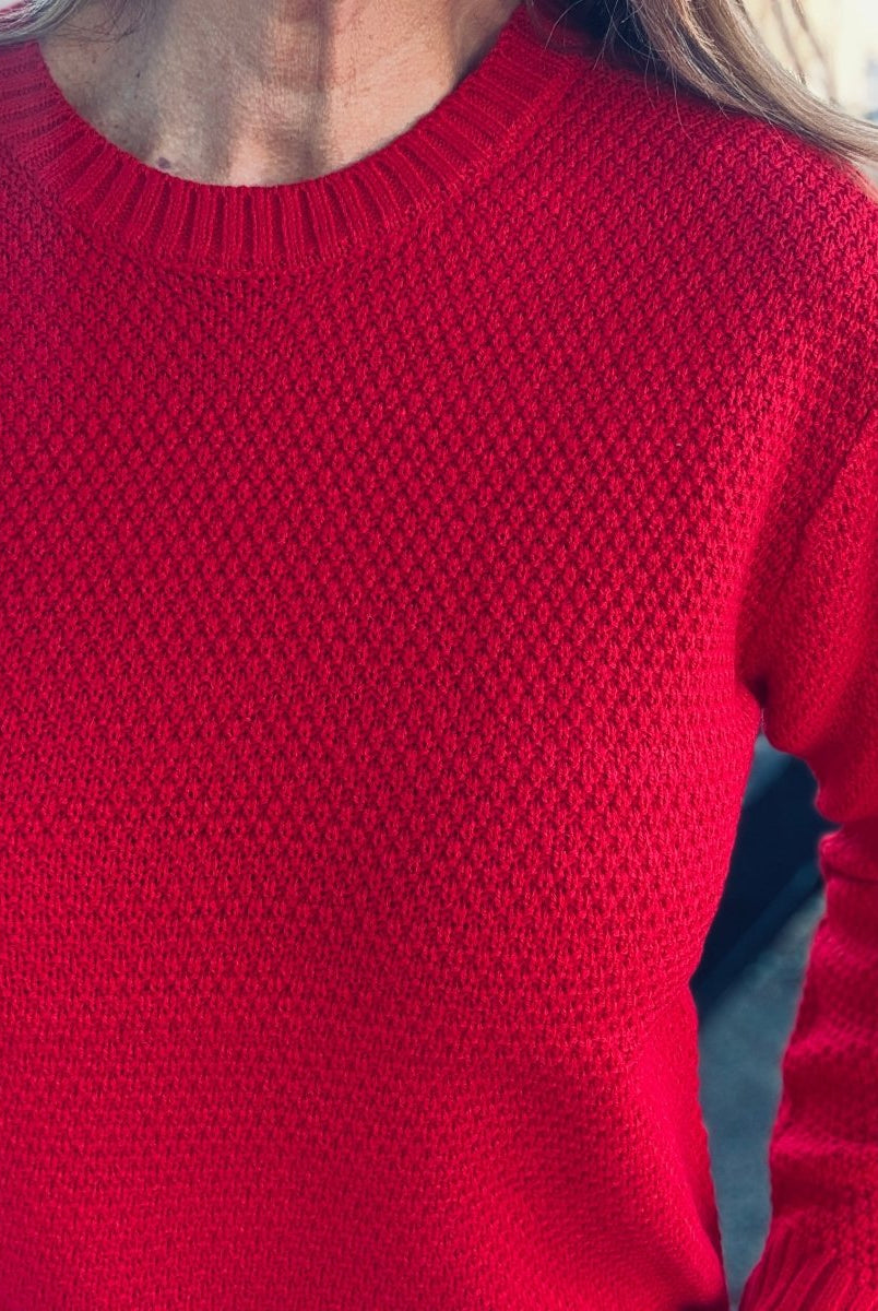 Round Neck Basic Sweater - Red - sweater - Jimberly's Boutique - Olive Branch - Mississippi
